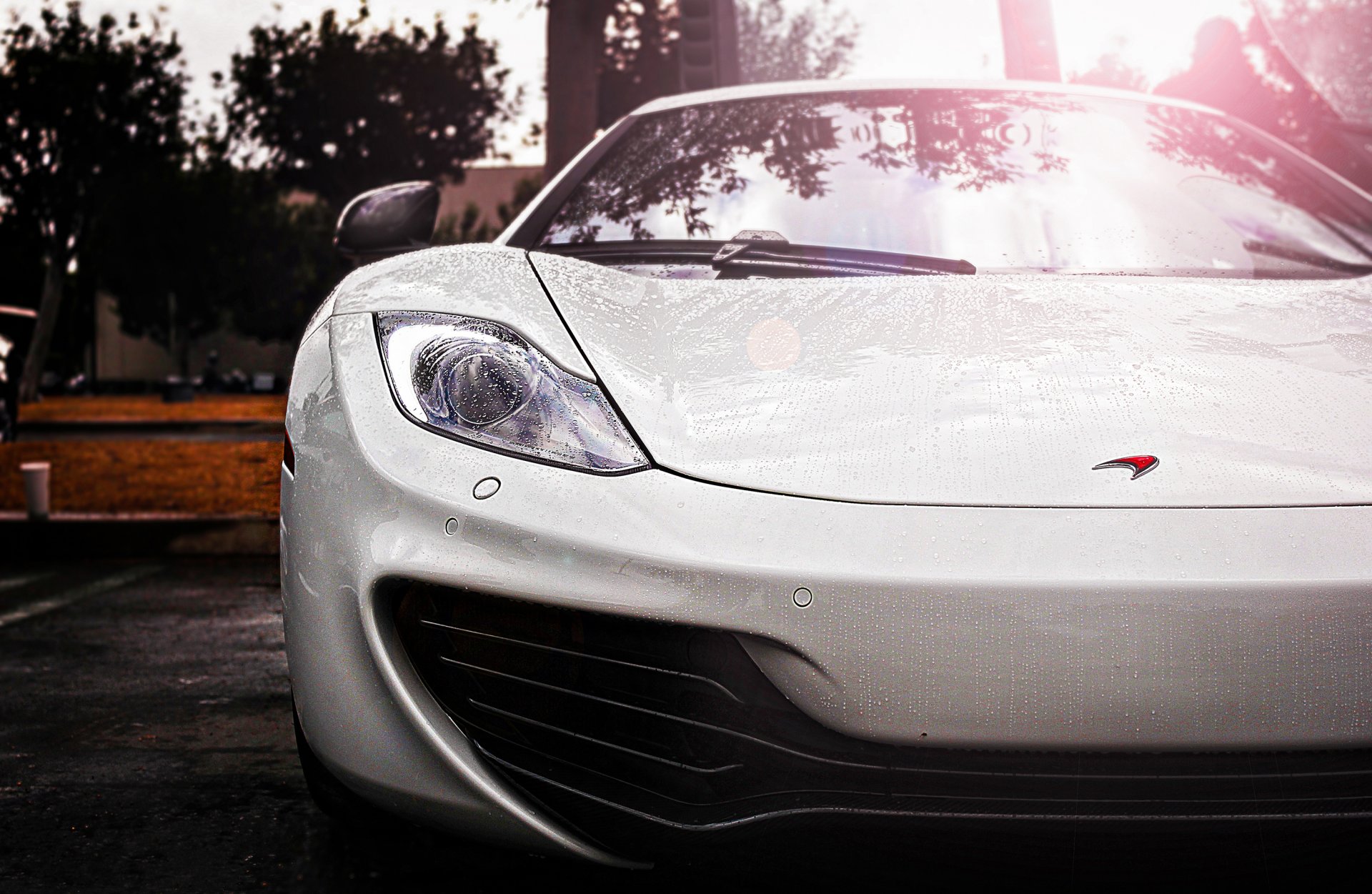 mclaren mp4-12c белый суперкар дождь макларен капли