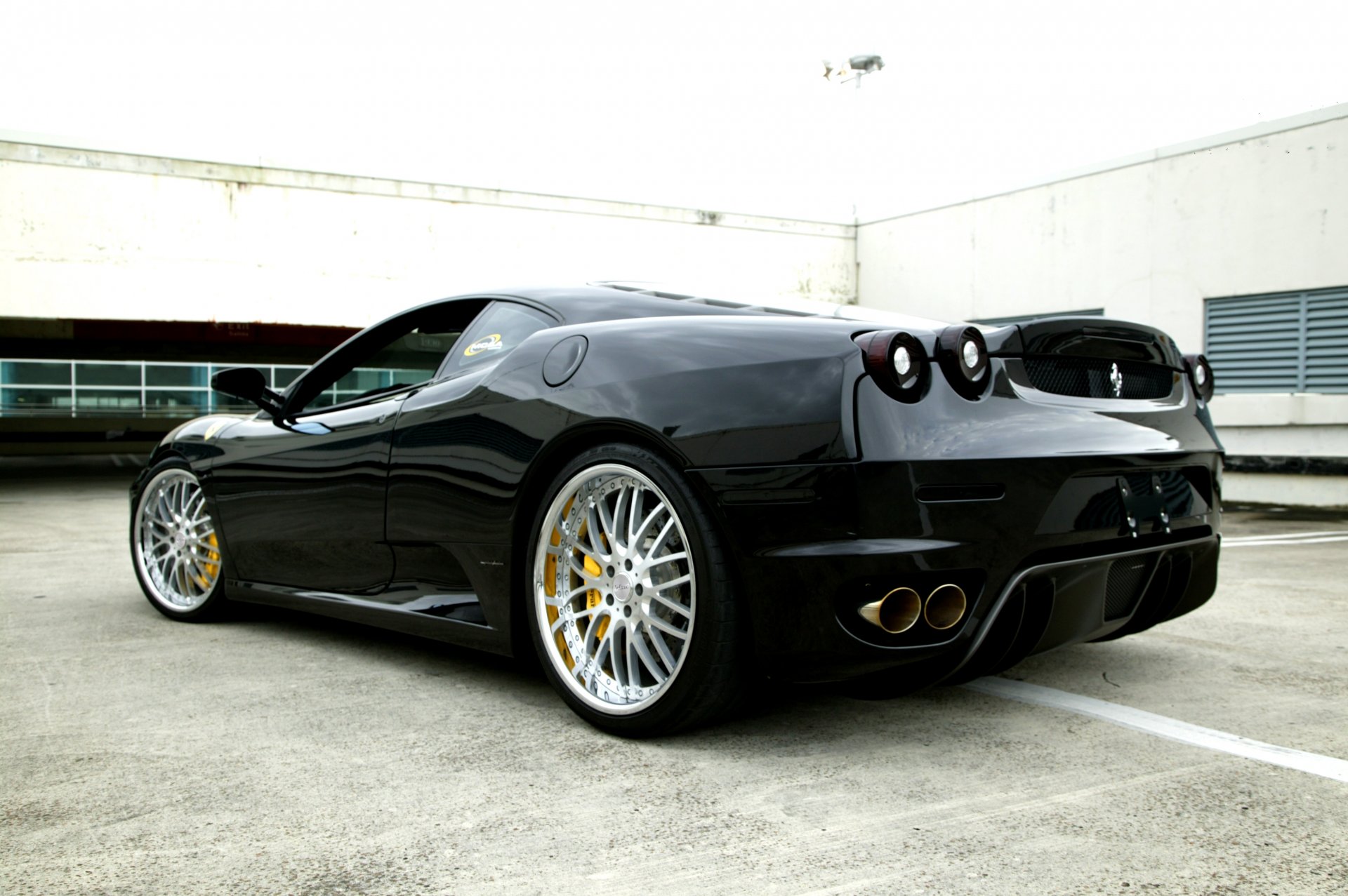 ferrari f430 black parking sky windows ferrari f430 rear view