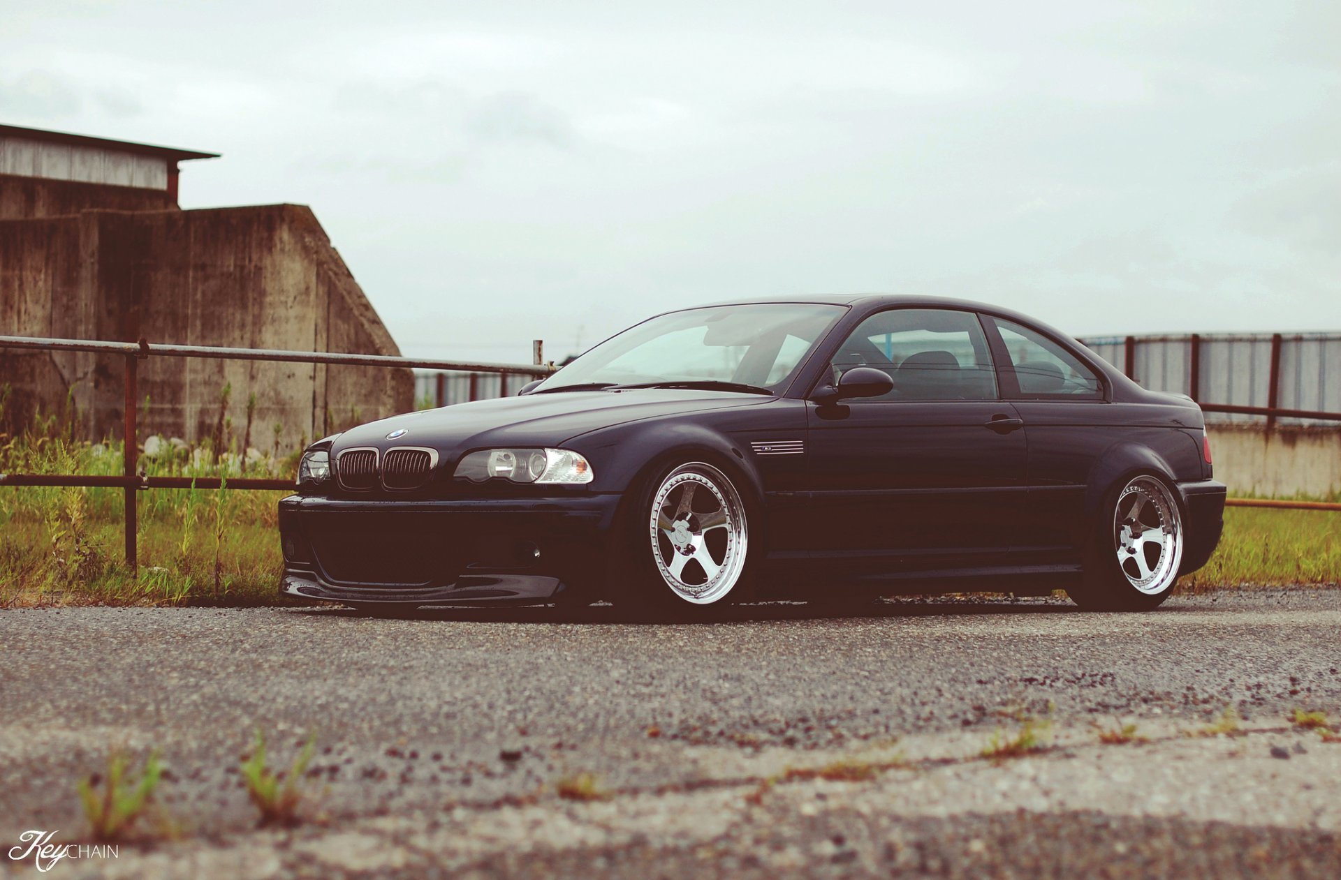 bmw e46 m3 bmw tuning posición coche llantas negro lluvia nublado