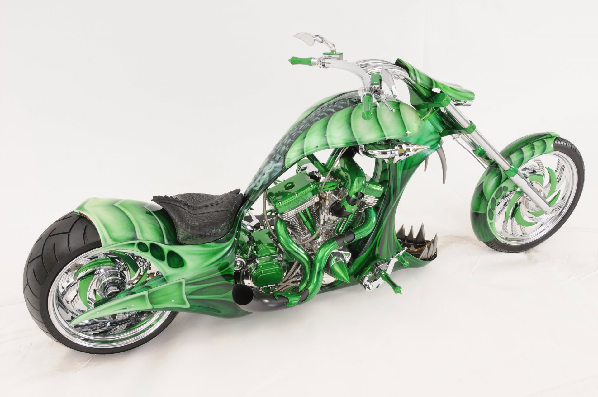 bicicleta motocicleta verde diseño forma aerógrafo estilo tuning fondo