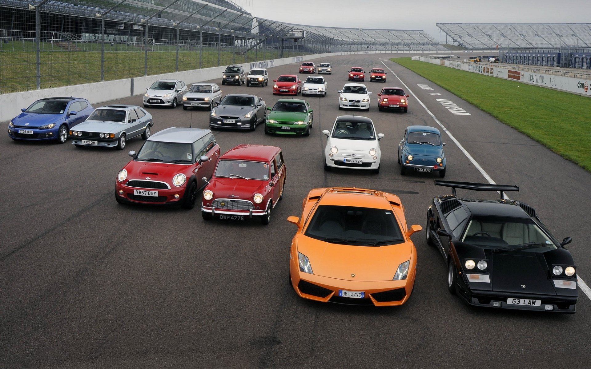 lamborghini mini volkswagen fiat nissan ford volvo opel seat mercedes-benz raceway background