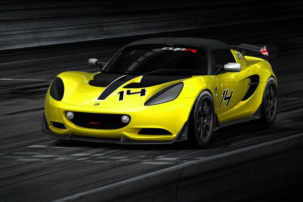 Voiture de sport jaune lotus elise