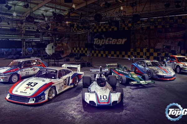 Photo shoot of racing cars in the studio