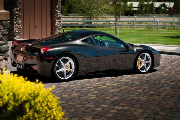 Silver Ferrari 458 italia on a beautiful background