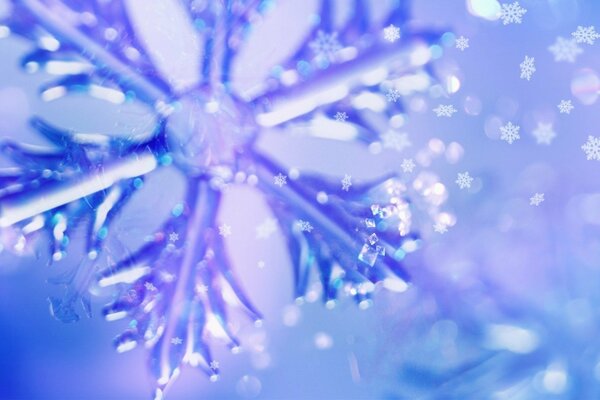 Blue flickering snowflakes, festive, New Year background