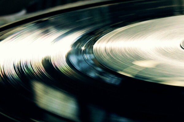 Reflection of light on a gramophone record