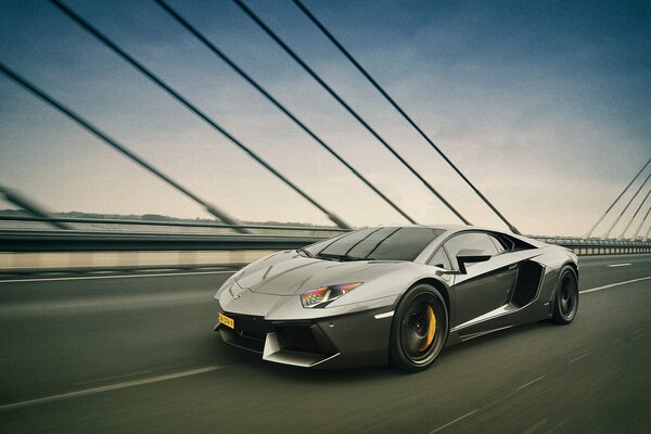 Lamborghini aventador en el puente colgante