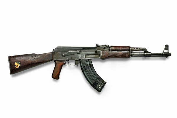 Arme AK - 47 de l époque de l URSS avec un autocollant sous la forme d un chien de bande dessinée