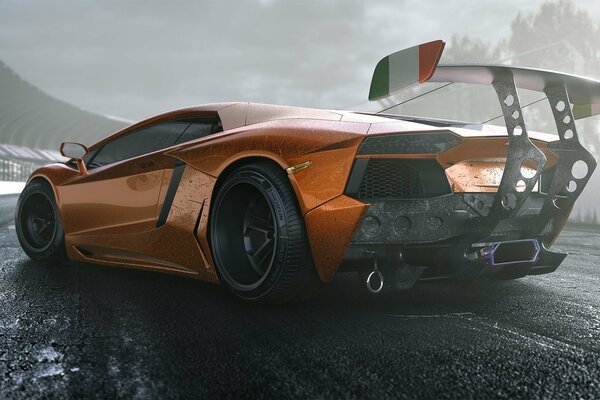 Lamborgini aventador con alerón superdeportivo