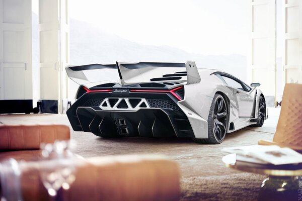 Snow-white lamborghini is stable and stylish