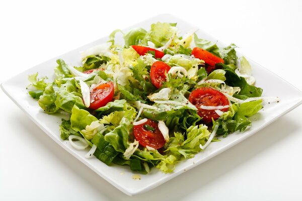 Vegetable salad on a beautiful plate