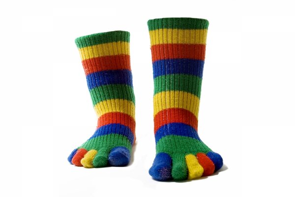 Multi-colored socks with fingers