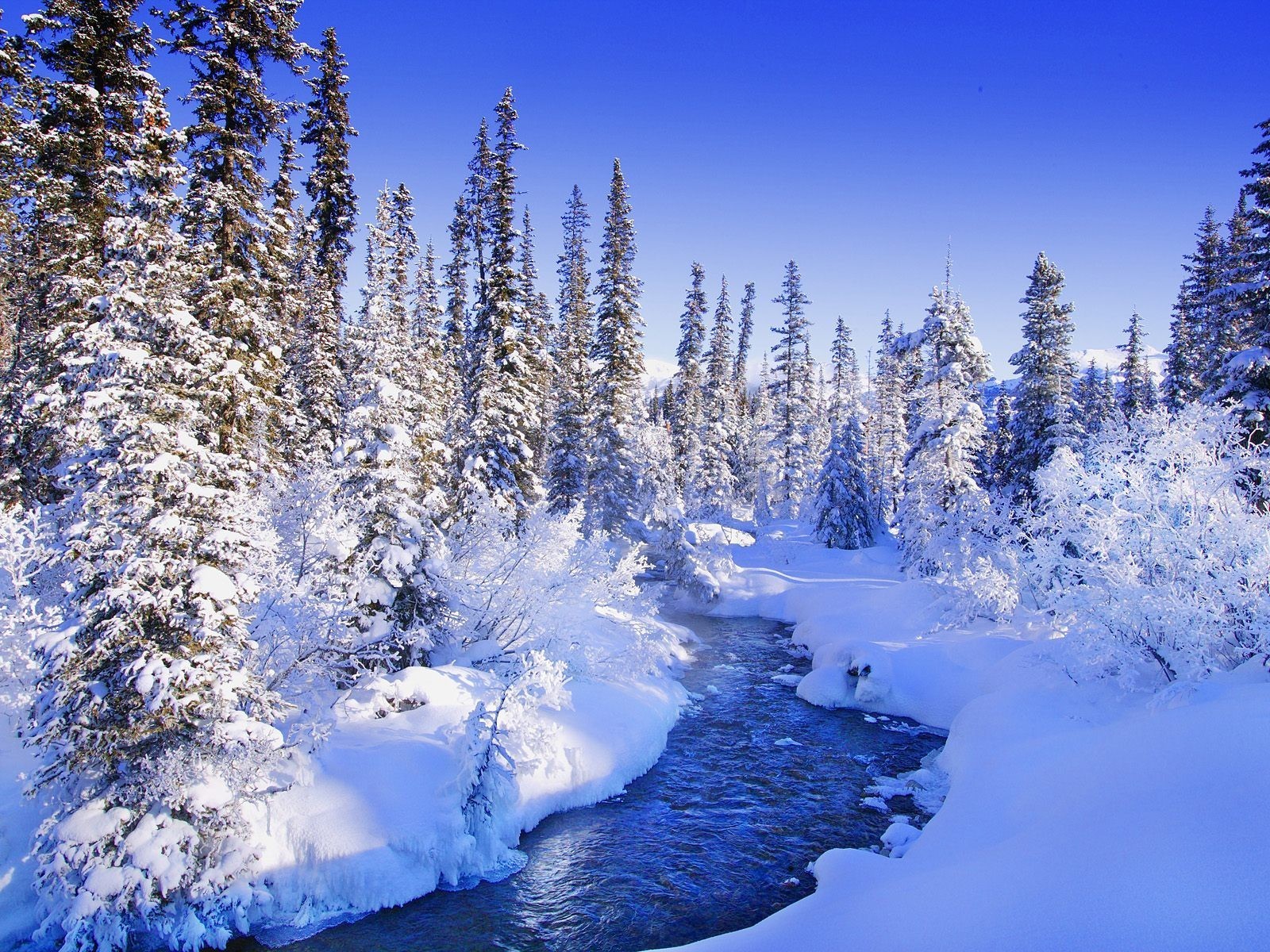 winter schnee fluss blau