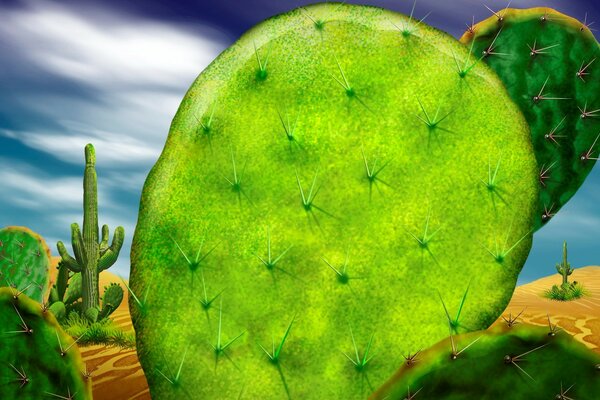Big green cactus in the desert