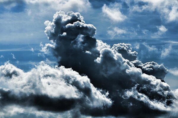 Thunderclouds in a clear sky