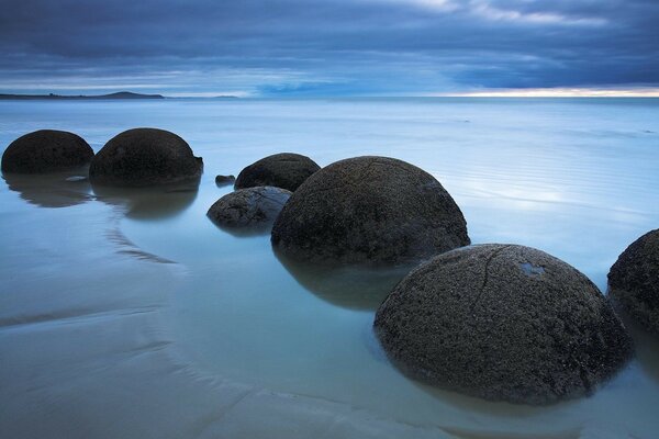 Large stones on the seashore