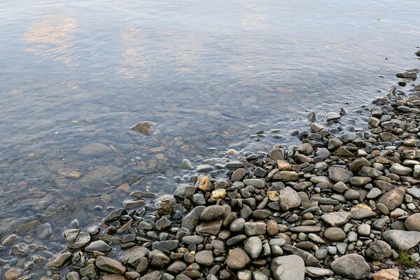 On the seashore, with a beautiful image of m stones