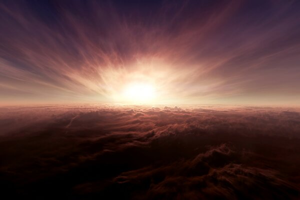 Escarlata cielo infinito al atardecer