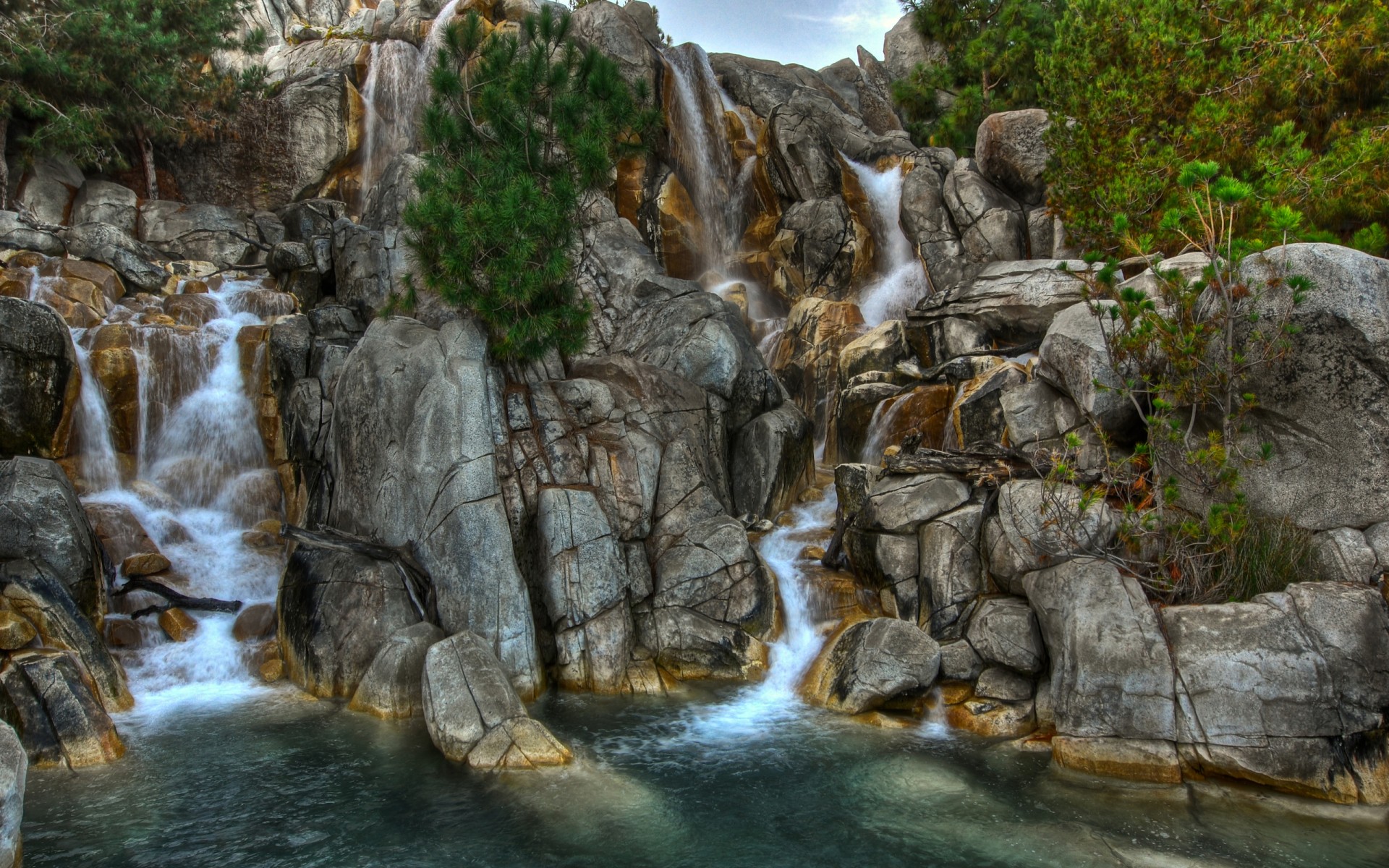 acqua cascate rocce rocce