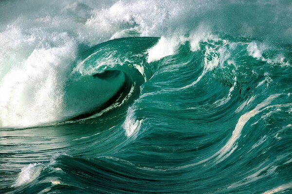 A raging wave during a storm