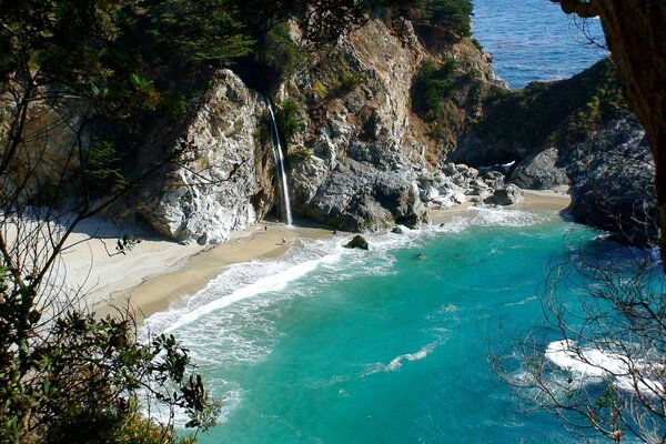 Arbres sur les rochers et l Azur