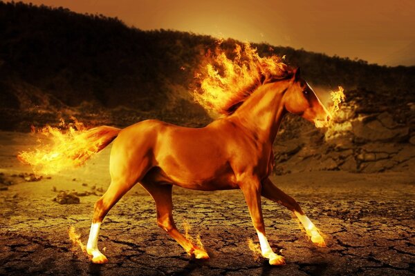 Caballo de fuego pintura 3 D