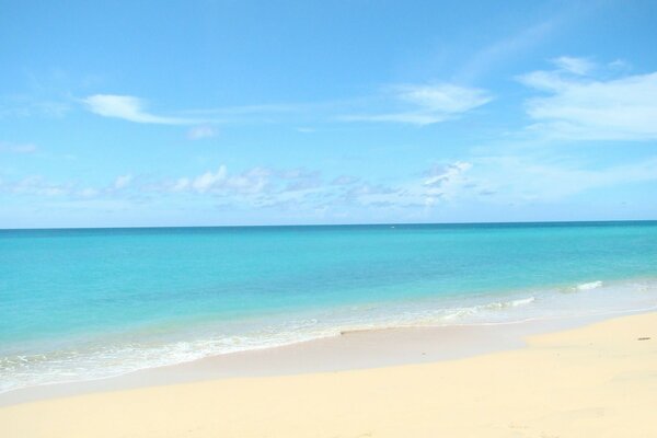 Cielo azul y playa de arena