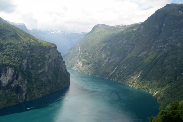 Mountain river and blue sky