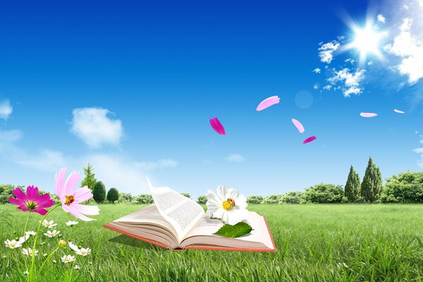 Fantaisie. nature, fleurs, livre