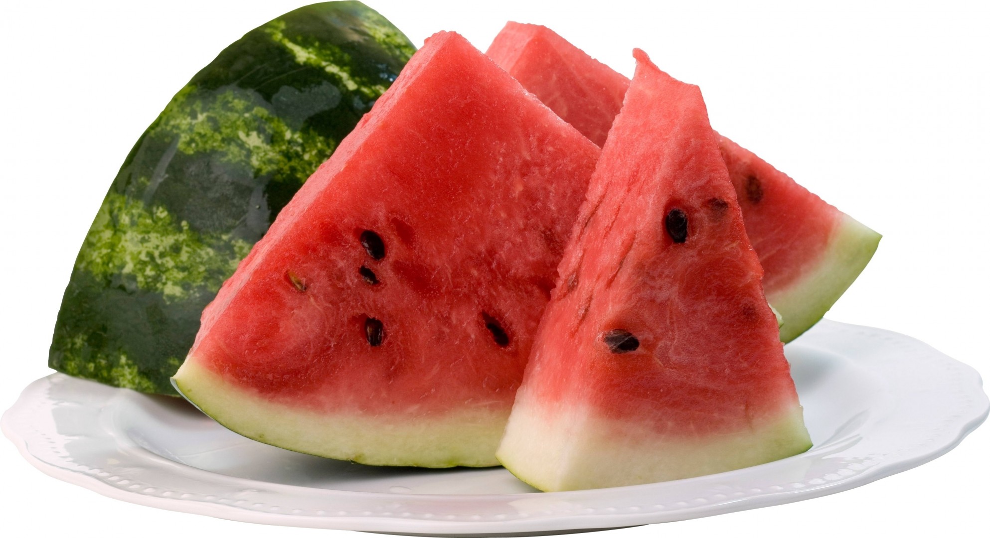 white background cut watermelon plate