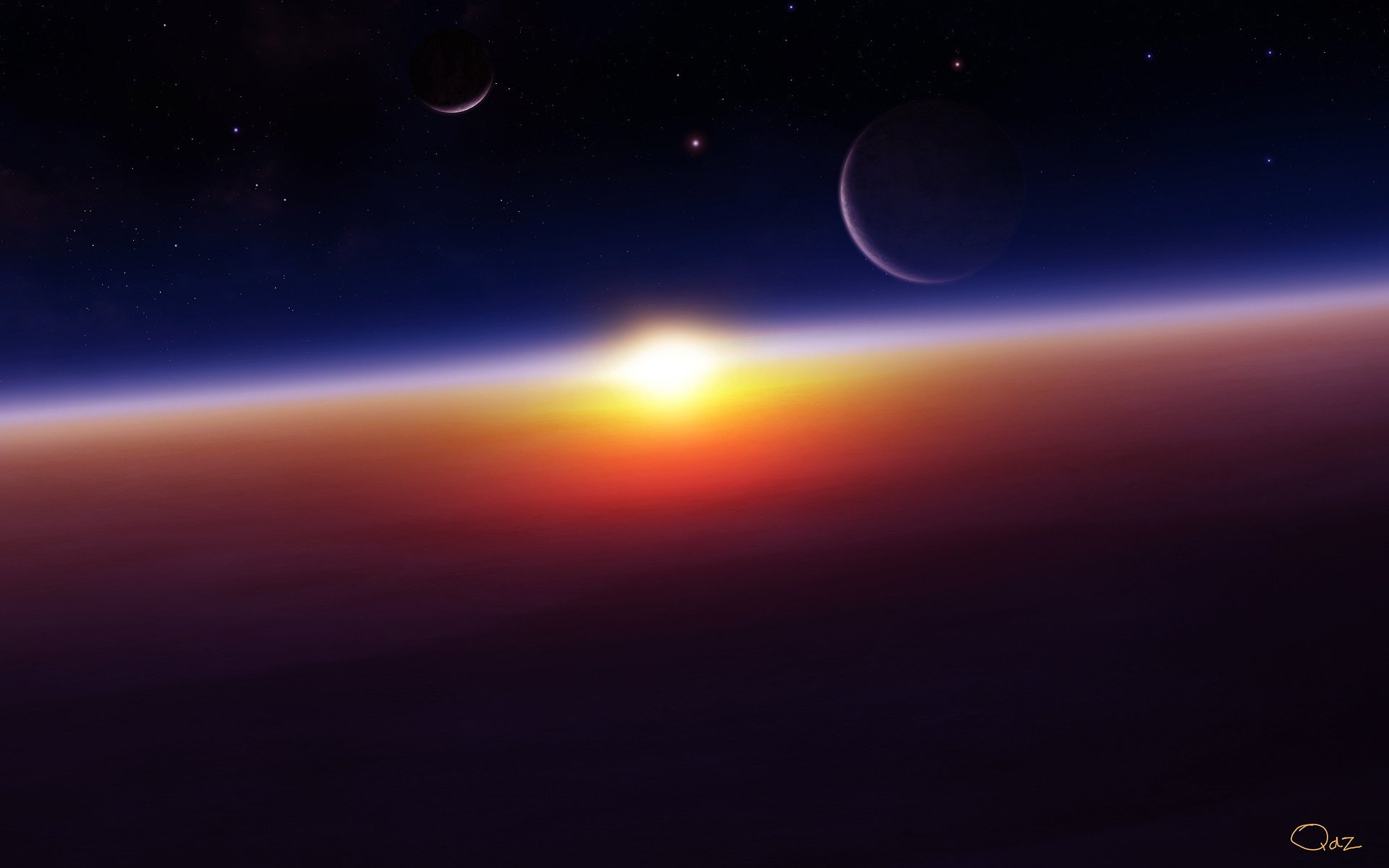 planeten sonnenaufgang raum