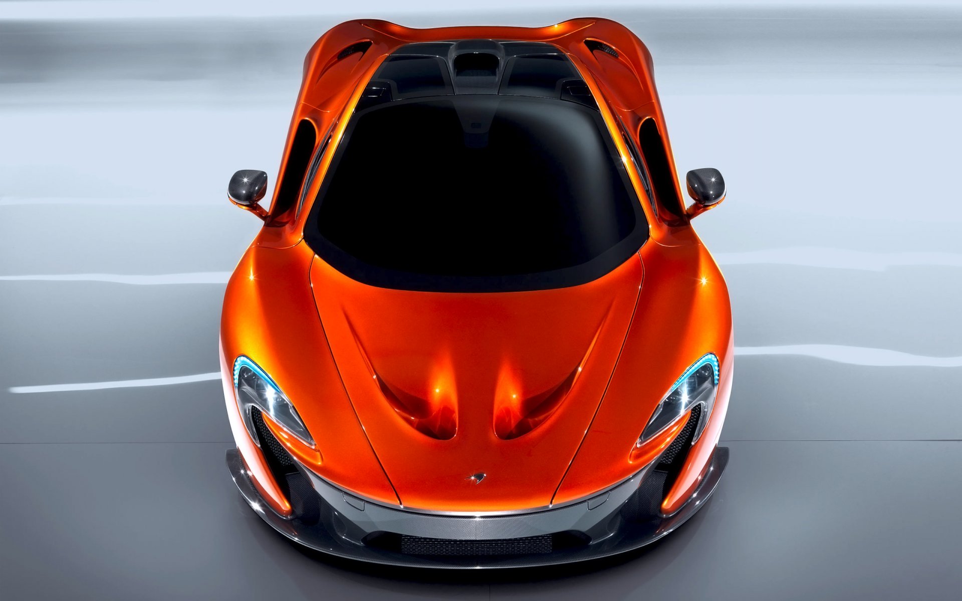 mclaren p1 auto voiture orange vue de dessus capot voiture supercar