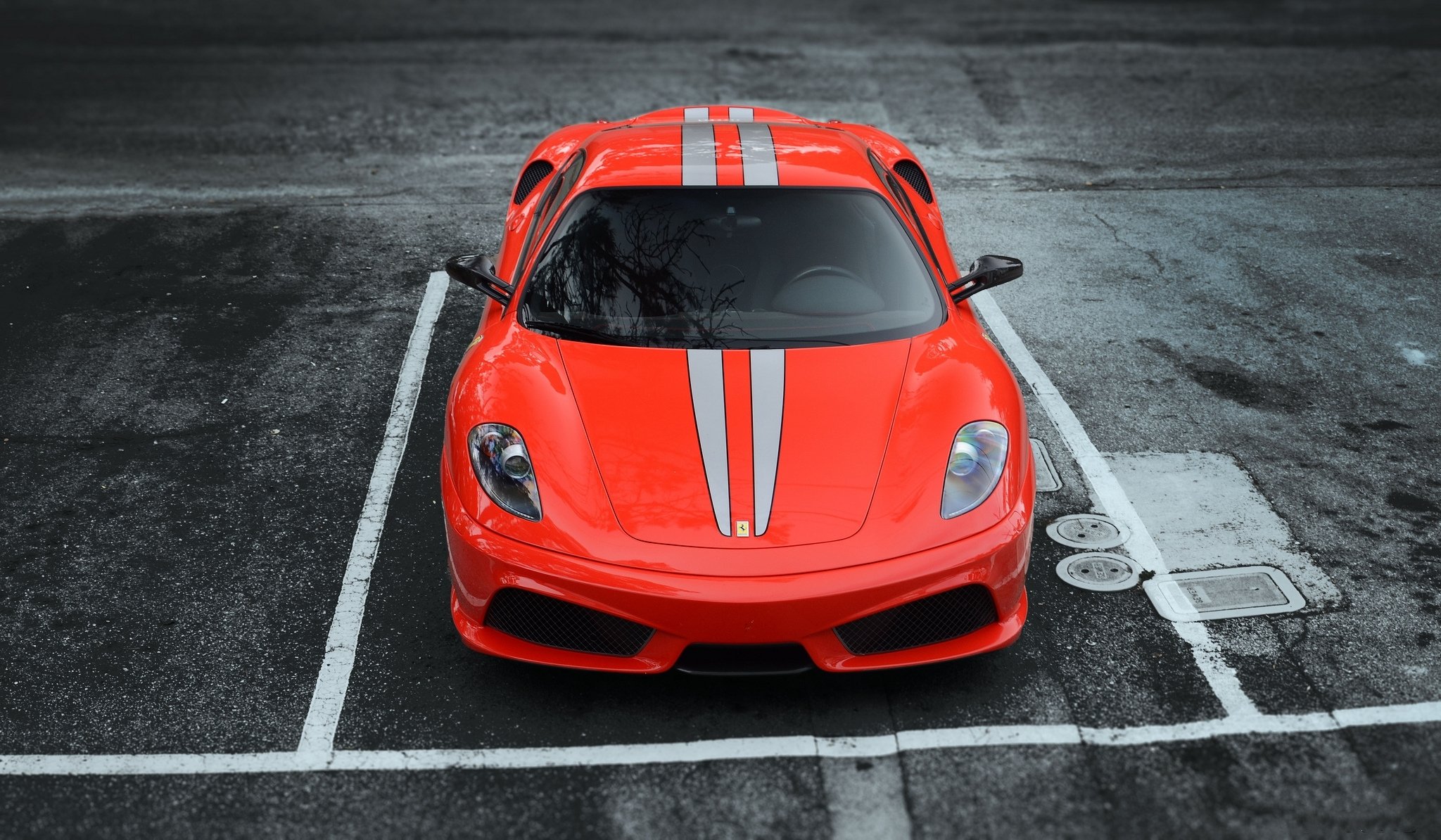 ferrari f430 scuderia red ferrari f430 scuderia red front parking asphalt lane