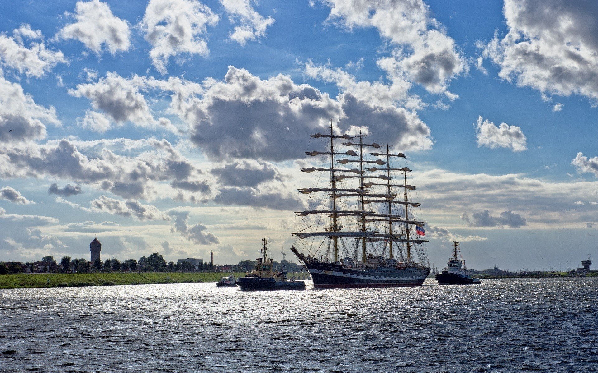 frigate ships sea clouds breeze russia