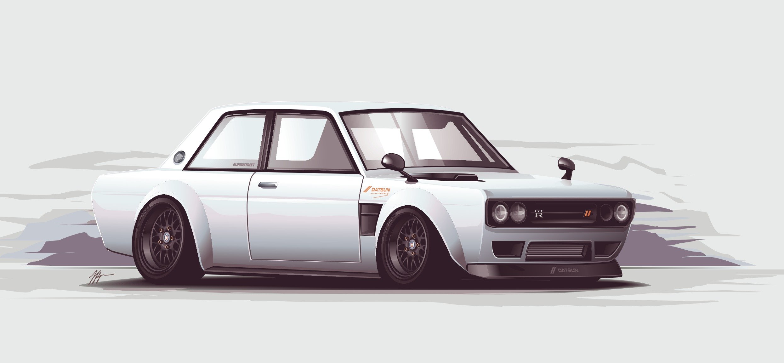 nissan horizon white front position jdm nissan skyline art