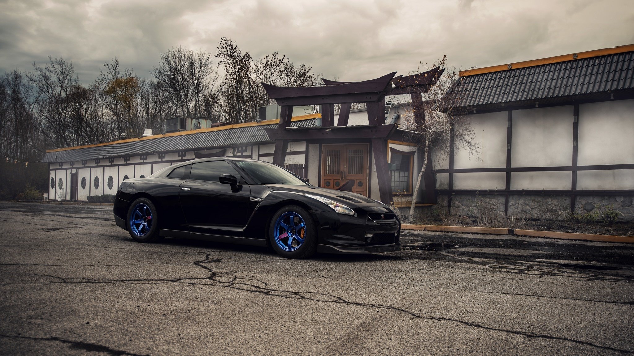 nissan gt-r r35 bleu roues avant