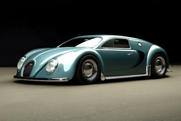 Bugatti sea-green on a black background