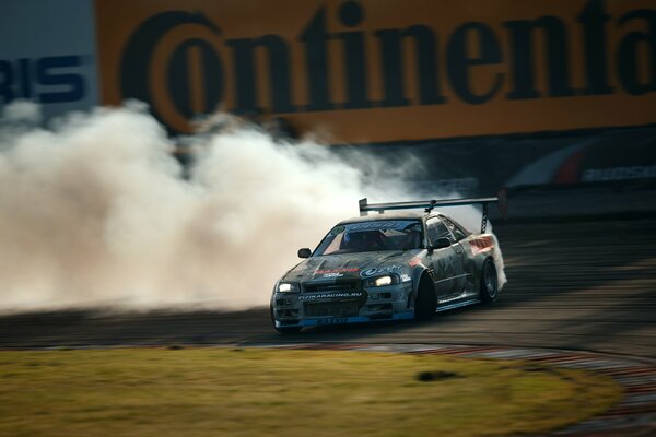 Sports car during a race on the track