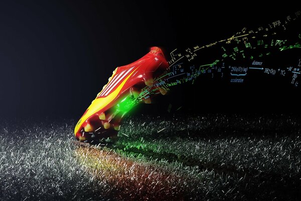 Adidas football boot on the field