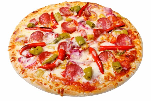 Round delicious pizza with pepper