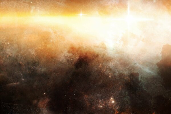 Gromada gwiazd i mgławice w kosmosie. Przestrzeń międzygwiezdna