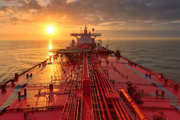 Big tanker at dawn