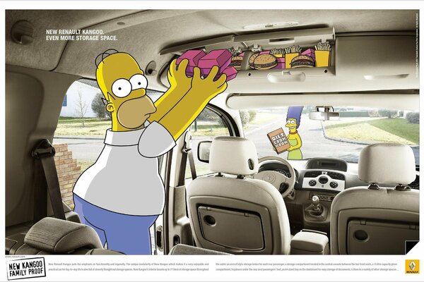 Simpsons Homer dans la voiture