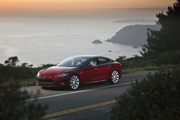 Tesla on the sea road to Gelendzhik