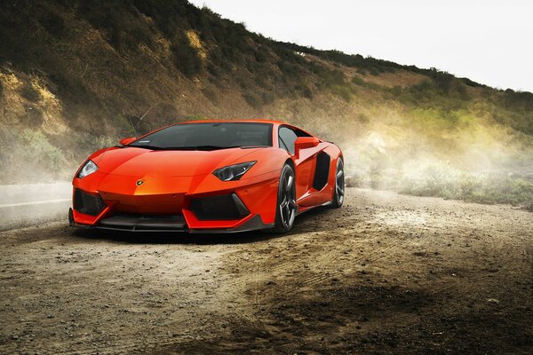 Bold red Lamborghini aventador