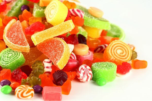 A mixture of sweet candies and candies