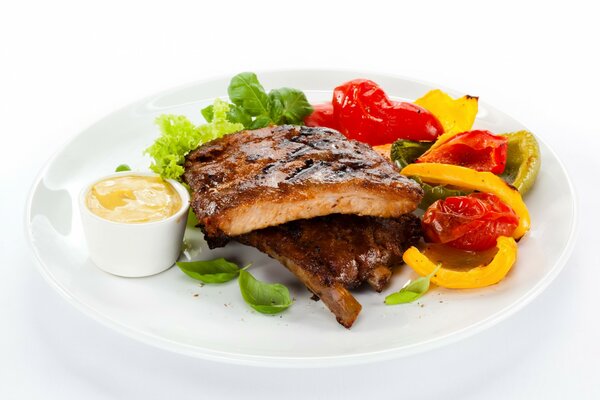 Exquisite pieces of chops with vegetables