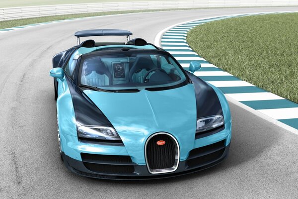 Bugatti veyron - a sports car on an endless road