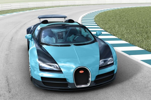 Bugatti veyron - voiture de sport sur la route sans fin