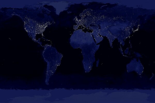 Night lighting on the world map